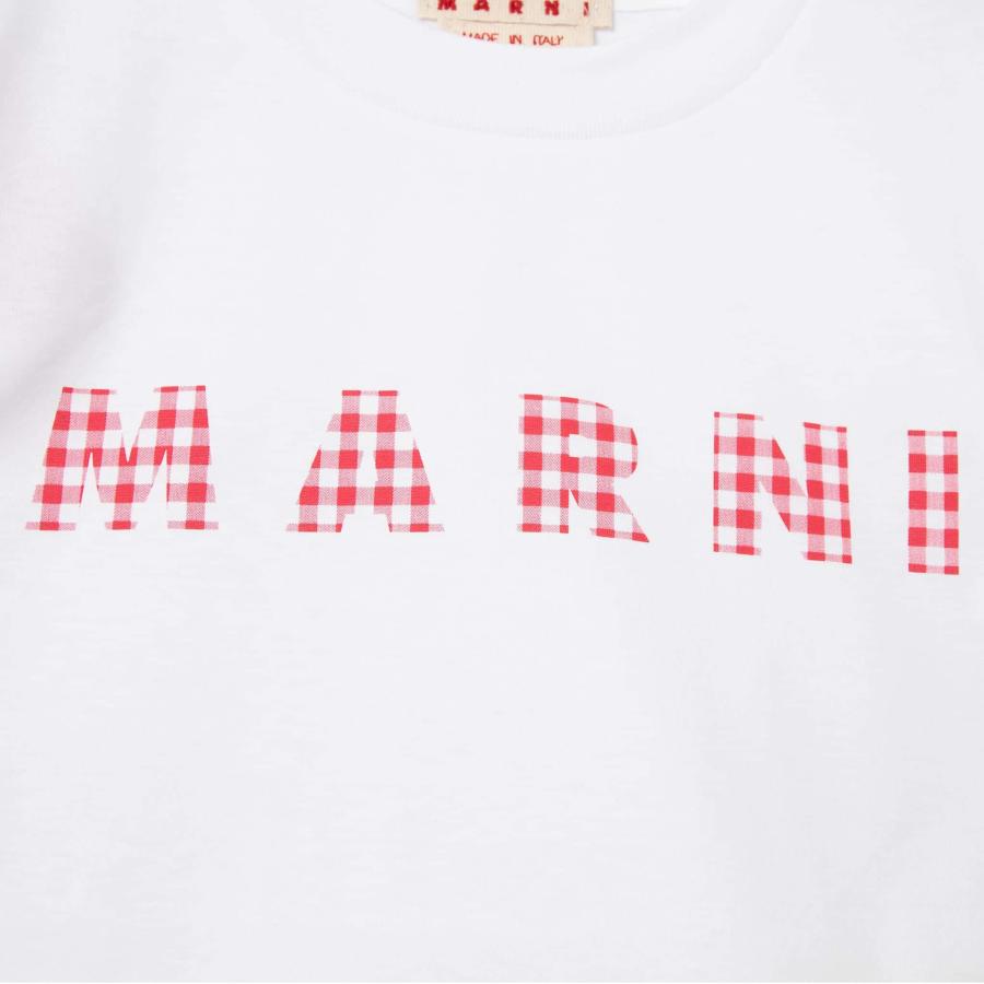 MARNI マルニ 半袖Tシャツ T-SHIRT WITH CHECKED LOGO チェック