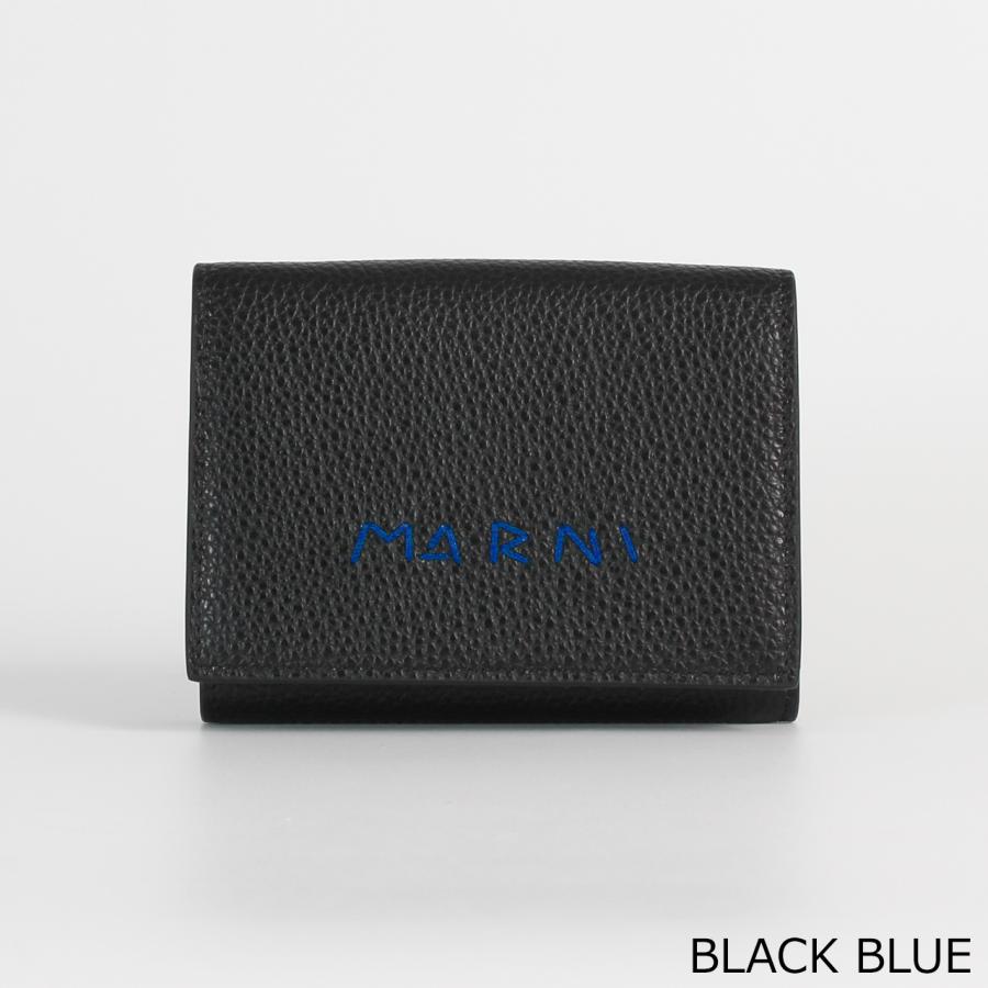 MARNI マルニ 折り財布 レザー コンパクトウォレット ブラック　メンズ MARNI（マルニ） 財布 三つ折り財布 MENDING EMBROIDERY TRIFOLD