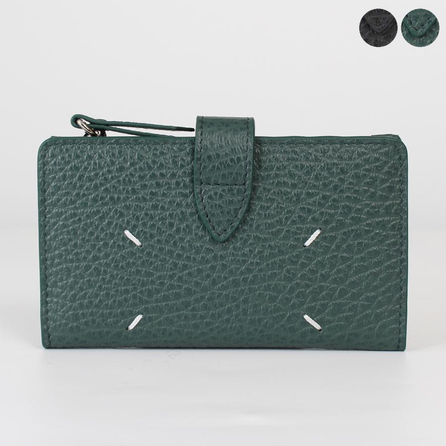 極美✨マルジェラ 二つ折り 財布 レザー 4ステッチ ブラック シボ カレンダー Maison Margiela（メゾンマルジェラ） 財布 二つ折り財布 FOUR