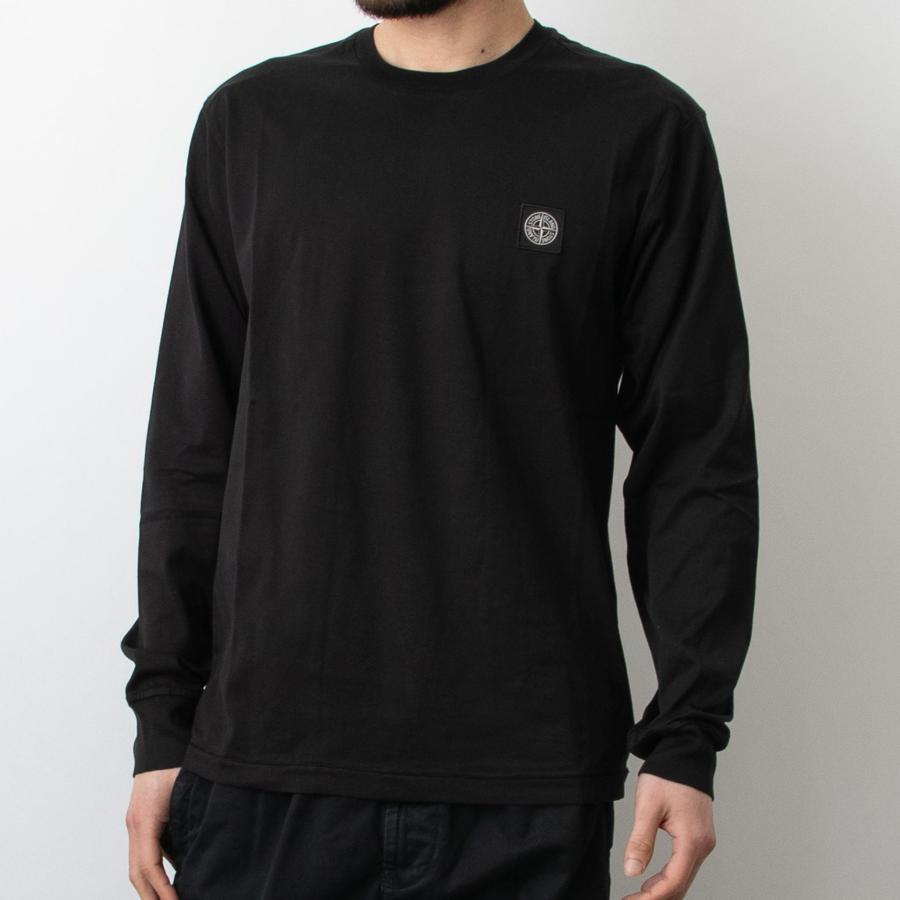 stone  コンパスパッチ ロンT ブラック M Stone Island コンパスパッチ ロングTシャツ | ブラック