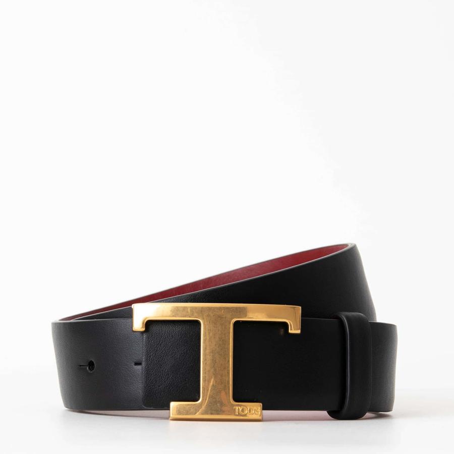 極美品　TOD‘S トッズ　ベルト　シボ革　レザー　リバーシブル　ブラック　黒 TOD'S（トッズ） リバーシブルベルト T TIMELESS REVERSIBLE BELT 2cm