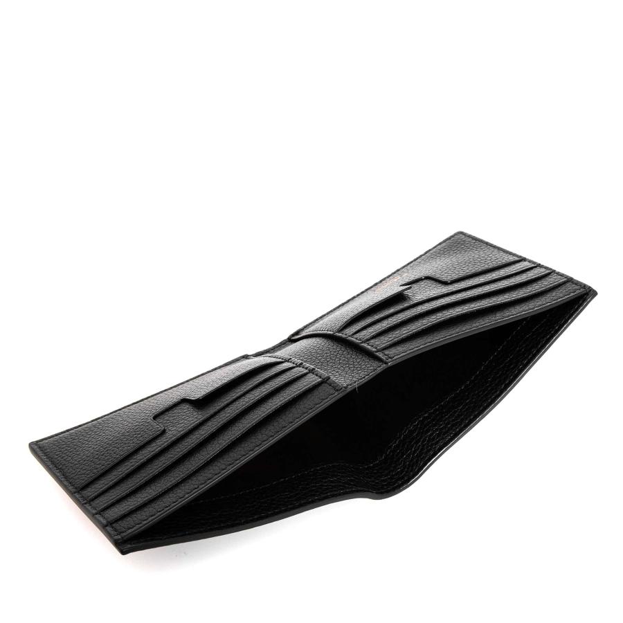 【TOM FORD】ペブルドレザー ロゴ トラベルウォレット Black Tom Ford - Black & Red Leather Bi-Fold Wallet | Mitchell Stores