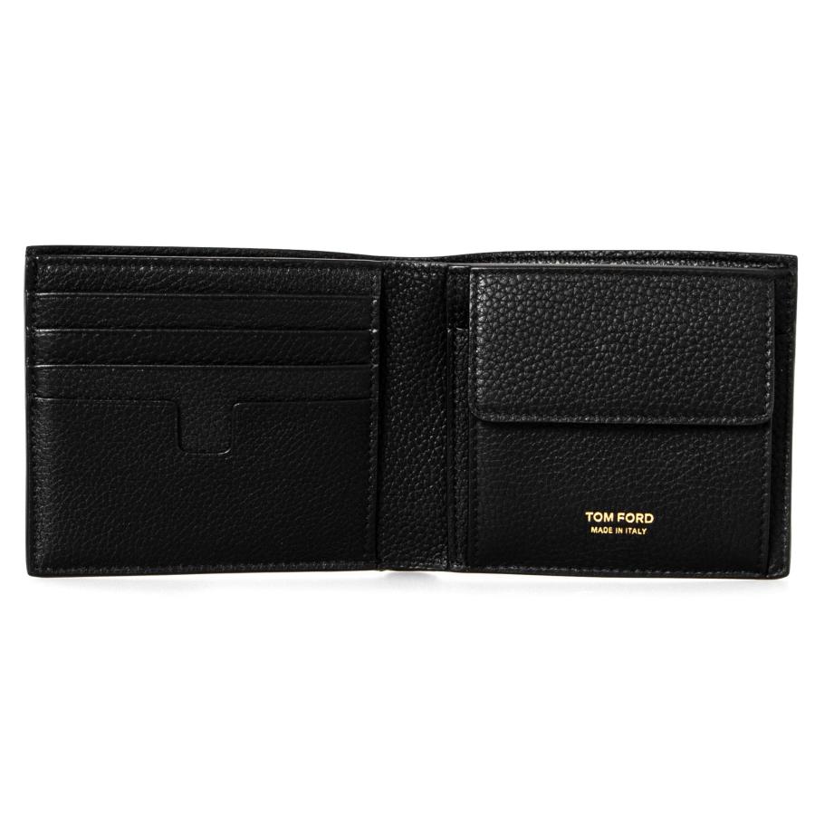 トムフォード TOM FORD 財布 メンズ 二つ折り財布（小銭入れ付き） T LINE CLASSIC BIFOLD COIN WALLET YT278 / Y0278 LCL158G / LCL158S 1N001 BLACK｜chgardens｜06