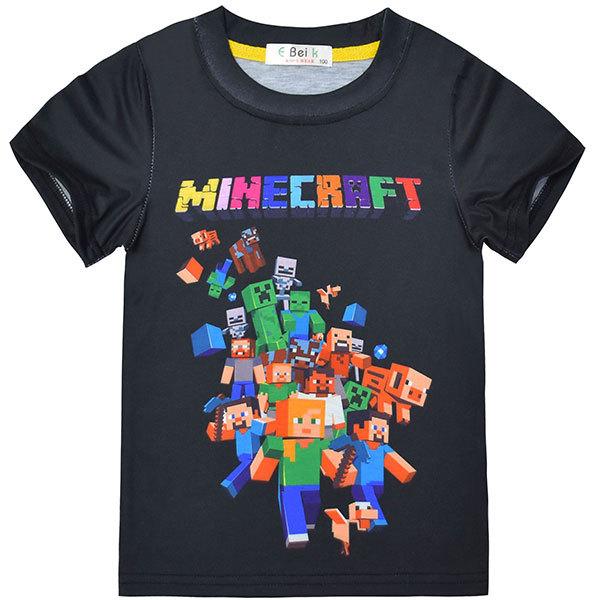 マインクラフト Tシャツ キッズ キャラクター グリーン ゲーム コスチューム コスプレ仮装 コットン サイズ110 150 トップス ブラック 半袖 夏アイテム 子供服 送料込 半袖