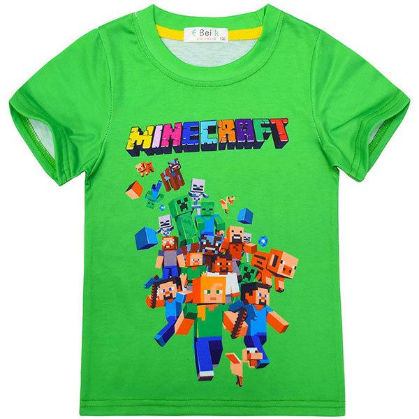 マインクラフト Tシャツ キッズ キャラクター グリーン ゲーム コスチューム コスプレ仮装 コットン サイズ110 150 トップス ブラック 半袖 夏アイテム 子供服 送料込 半袖