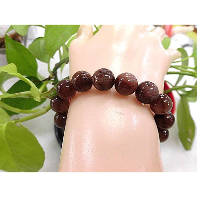 天然石 極満針 赤針ルチルクォーツ10.5mm玉ブレスレット 内周16.2cm