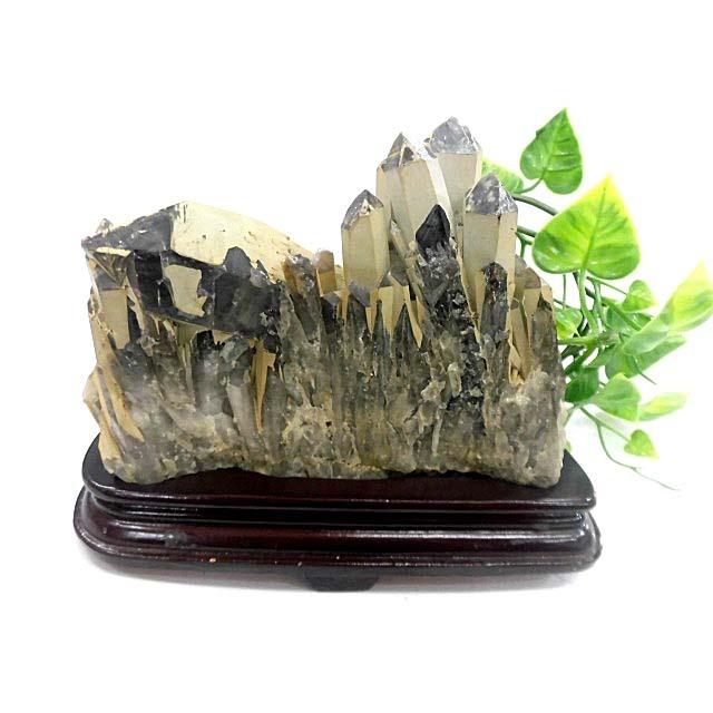 天然石 黒水晶クラスター 台座付 200720589 天然石 黒水晶クラスター