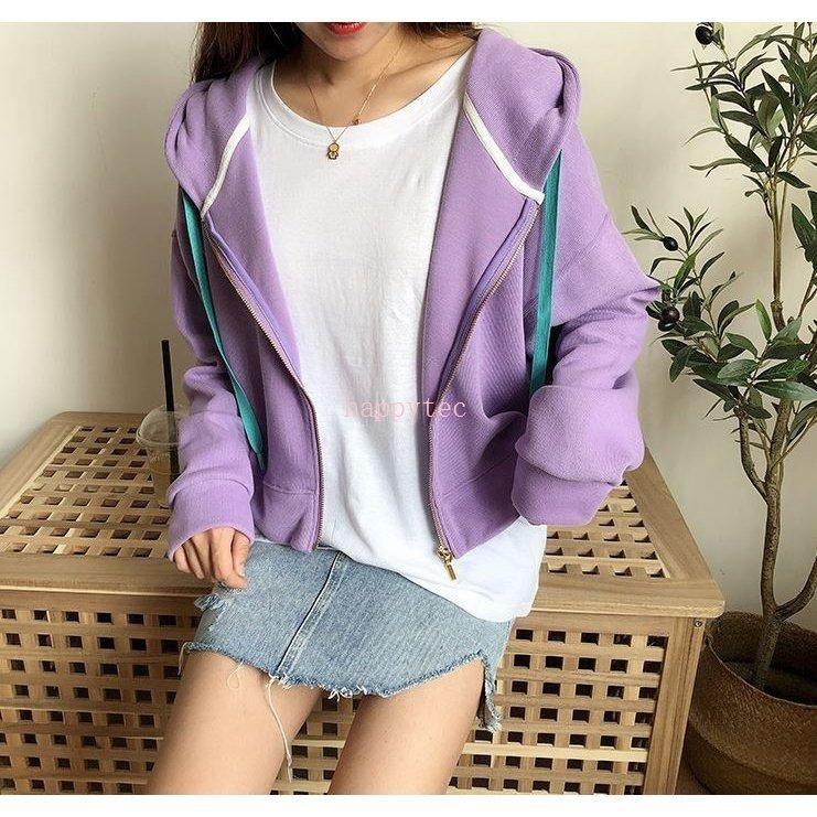 パーカー レディース 春 長袖 スウェット トップス ショート丈 低身長 フーディー フード 白 紫 緑 グレー オレンジ 韓国ファッション ポイント消化 Pd チアキ本舗 通販 Yahoo ショッピング