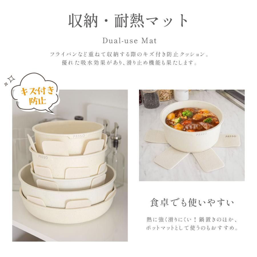 フライパンセット 15点 IH〜ガス火対応 取っ手が取れる 3in1 3つ穴円形フライパン 蒸し器 卵焼き器 ソースパン 蓋付き 鍋 軽い 手入れ簡単 passo-002-set15_10