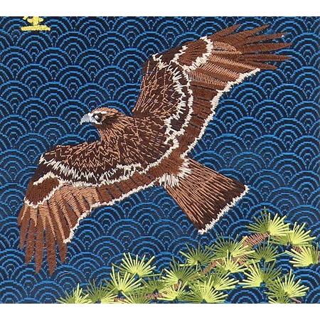 五月人形 名前旗 小 金襴 松鷹 金刺繍 京都西陣織 39cm 端午の節句