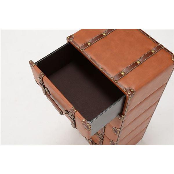 トランク型 チェスト 5段 幅41cm ライトブラウン 合皮 チェスターシリーズ リビング収納 完成品 リビング ダイニングの画像