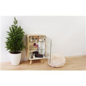 収納棚 コレクションケース 幅36cm S 3段 ナチュラル 木製 飛散防止フィルム加工ミラー 強化ガラス コレクションシェルフ