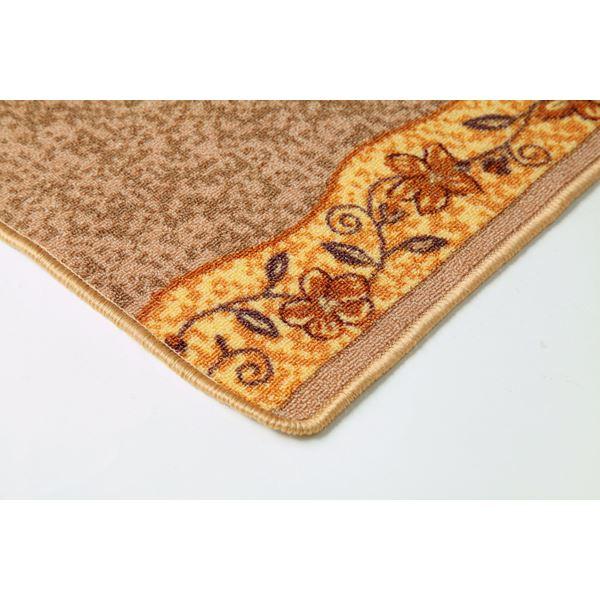 廊下カーペット/ラグマット 〔ベージュ 約67×700cm〕 洗える 防滑加工 ナイロン100％ 耐久性 防傷 〔玄関 入口 リビング〕