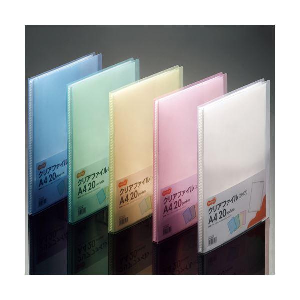 （まとめ） TANOSEE クリアファイル A4タテ 20ポケット 背幅14mm クリア 1冊 〔×40セット〕_2