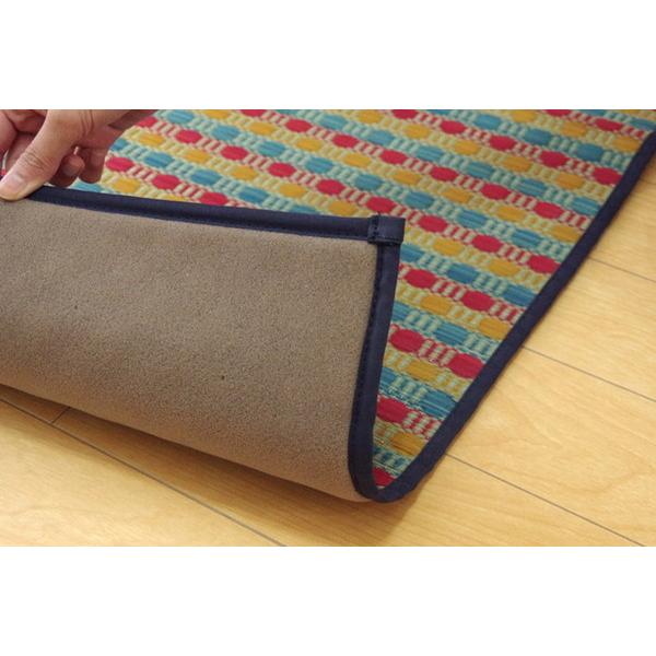い草 キッチンマット/台所マット 〔ドット柄 マルチ 約80×240cm〕 防滑 ウレタン 抗菌 防臭 調湿 クッション性抜群 日本製の画像