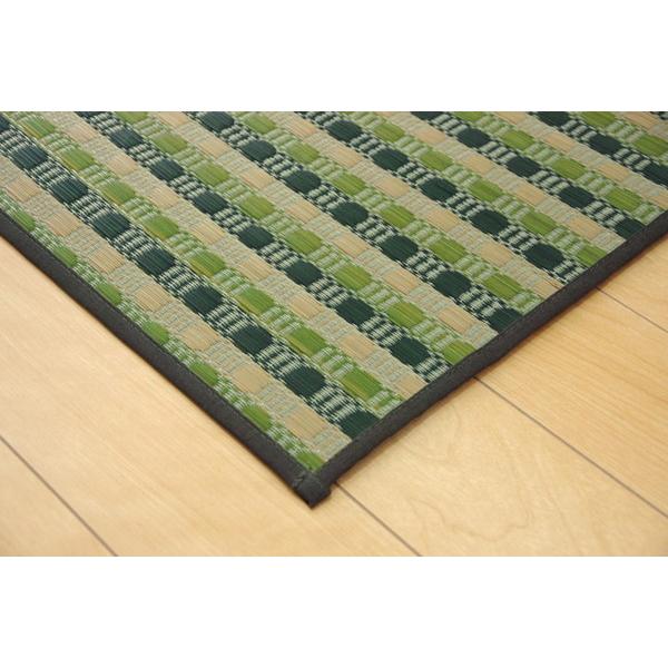 い草 キッチンマット/台所マット 〔ドット柄 マルチ 約80×240cm〕 防滑 ウレタン 抗菌 防臭 調湿 クッション性抜群 日本製の画像