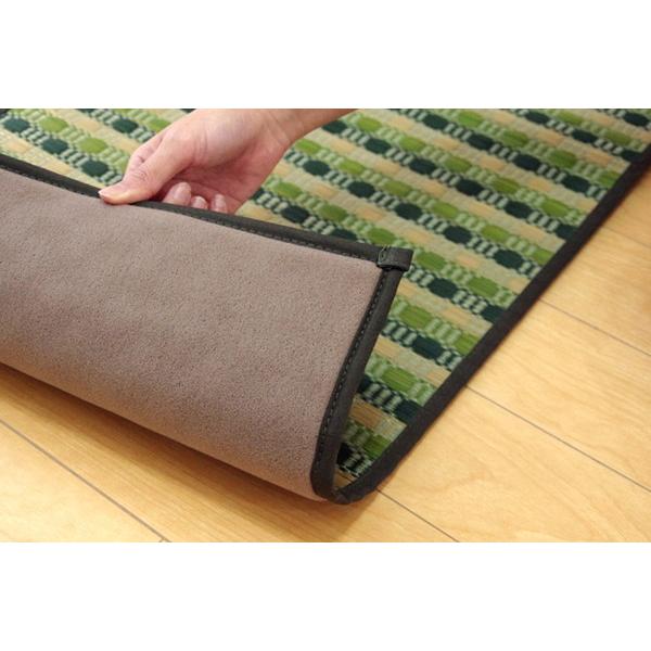 い草 キッチンマット/台所マット 〔ドット柄 マルチ 約80×240cm〕 防滑 ウレタン 抗菌 防臭 調湿 クッション性抜群 日本製の画像