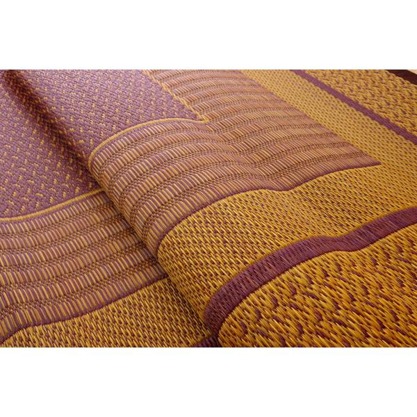 い草 花ござ ラグマット/絨毯 〔ネイビー 江戸間3畳 約174×261cm〕 日本製 抗菌 防臭 消臭 調湿 自然素材 〔リビング〕