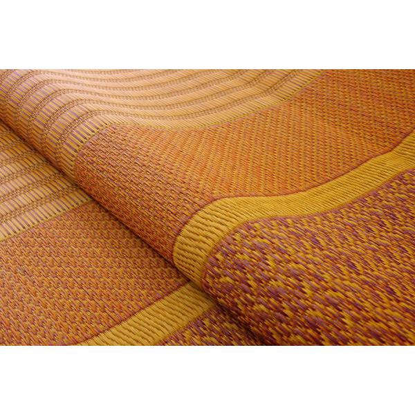 い草 花ござ ラグマット/絨毯 〔ネイビー 江戸間3畳 約174×261cm〕 日本製 抗菌 防臭 消臭 調湿 自然素材 〔リビング〕