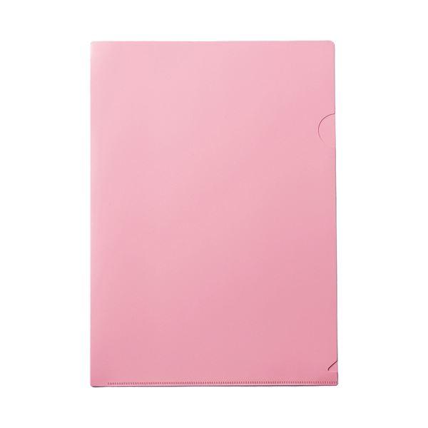 （まとめ）TANOSEE中身が透けない不透明カラークリアホルダー A4 ピンク 1パック(10枚) 〔×20セット〕の画像