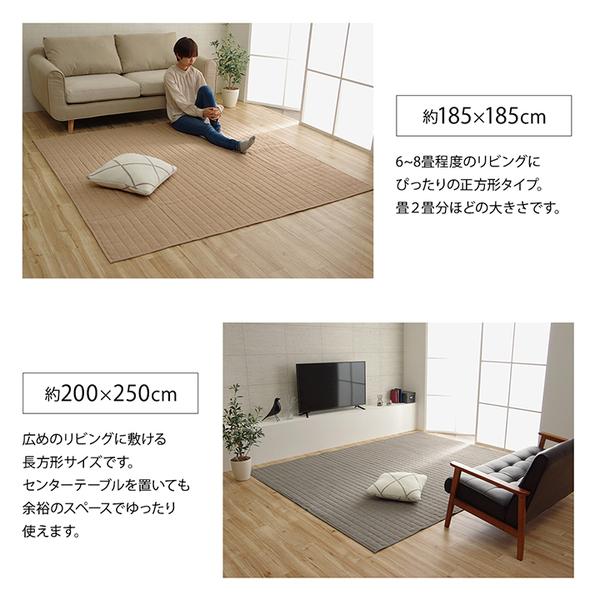 ラグマット/絨毯 〔正方形 2畳 無地 アイボリー 約185×185cm〕 洗える 軽量 オールシーズン ホットカーペット 〔リビング〕_19