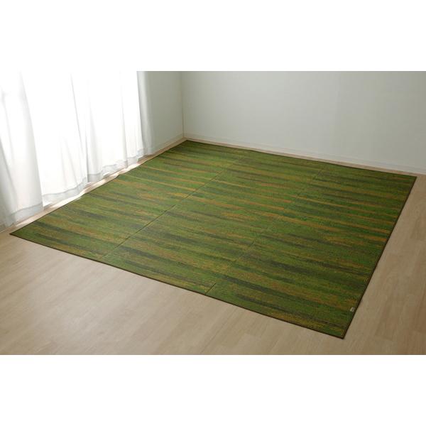 い草 花ござ ラグマット/絨毯 〔グリーン 江戸間6畳 約261×352cm〕 抗菌 防臭 消臭 調湿 日本製 〔リビング フローリング〕_11