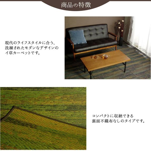 い草 花ござ ラグマット/絨毯 〔グリーン 江戸間6畳 約261×352cm〕 抗菌 防臭 消臭 調湿 日本製 〔リビング フローリング〕_4