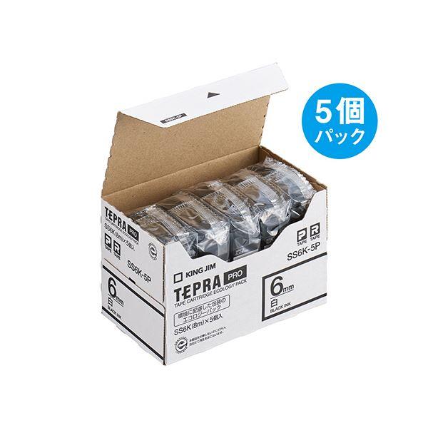 (まとめ）キングジム テプラ PRO テープカートリッジ 6mm 白/黒文字 SS6K-5P 1パック(5個)〔×3セット〕の画像