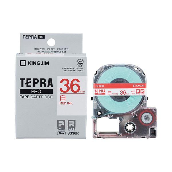 (まとめ) キングジム テプラ PRO テープカートリッジ 36mm 白／赤文字 SS36R 1個 〔×5セット〕の画像
