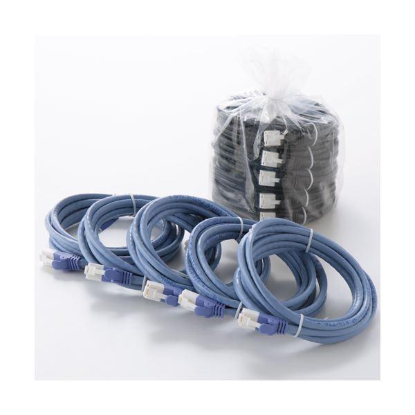 (まとめ) TANOSEE 爪折れ防止LANケーブル（CAT5e） ブルー 5m 1パック（5本） 〔×5セット〕