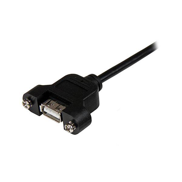 (まとめ) StarTechUSB2.0パネルマウント型ケーブル 30cm パネルマウント用USB Aポート(メス)-USB Aポート(オス) ブラックUSBPNLAFAM1 1本 〔×10セット〕_1