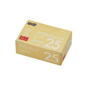 (まとめ) TANOSEE ダブルクリップ 中 口幅25mm レッド 1箱（10個） 〔×100セット〕_1