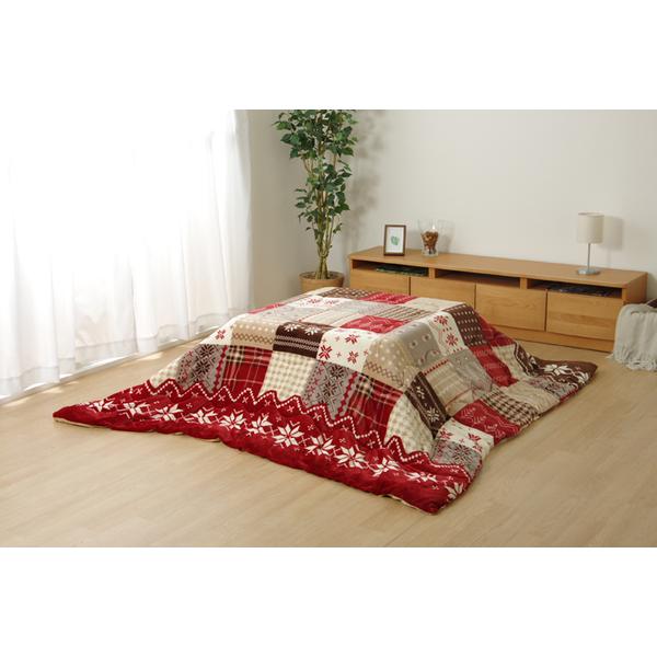 ノルディック柄 こたつ布団/寝具 〔レッド 約190×240cm〕 長方形 洗える 撥水加工 吸湿発熱機能 フランネル 〔リビング〕_11