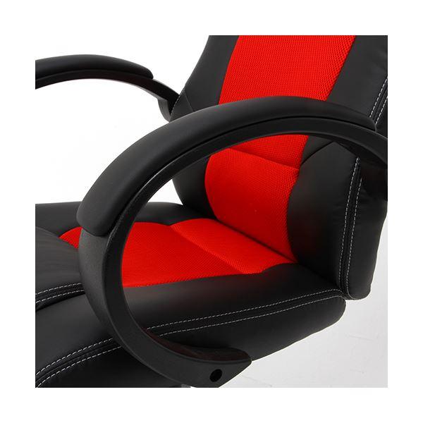 ゲーミングチェア レーシングチェア 約幅63cm レッド 合皮 サーキット 肘付き リビング ダイニング 在宅ワーク テレワーク_4