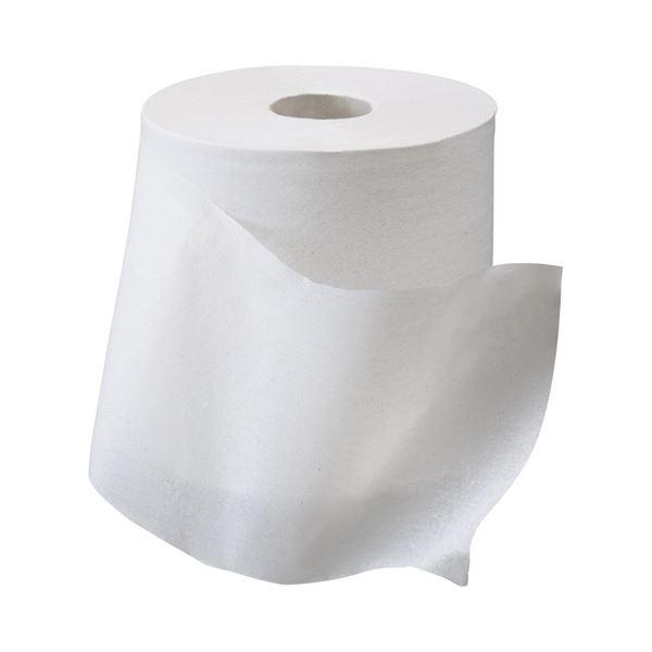 （まとめ）TANOSEE トイレットペーパーパック包装 シングル 芯なし 130m ホワイト 1ケース（24ロール：6ロール×4パック）〔×5セット〕_2