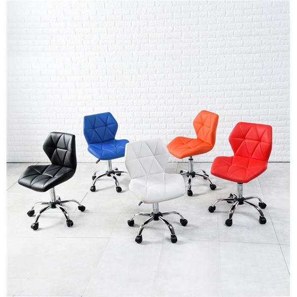 デスクチェア 【ブルー】 約幅48cm スチール 合皮/合成皮革 キャスター付き デスクチェア オフィスチェア 約幅48cm ブルー スチール