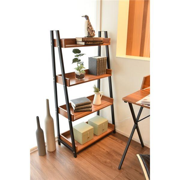 ラック シェルフ 収納棚 4段 幅67cm 高さ125cm スチール アイアン 木目