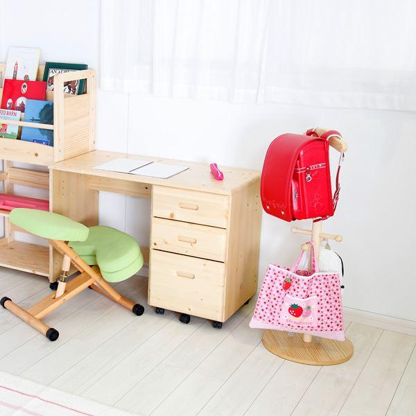 ポールハンガー/子供部屋収納 〔ナチュラル〕 幅45cm 木製 フック付 『天然木ジュニアシリーズ ランドセルハンガーポール』 〔組立品〕_2