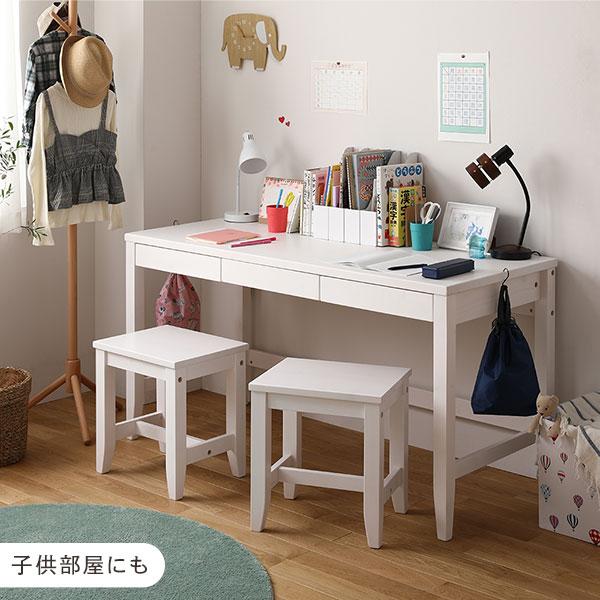 天然木 デスクセット 〔デスク幅140×奥行45cm+スツール2脚 ブラウン〕 引き出し付 おしゃれ 北欧風 パソコンデスク 机 PCデスク_13