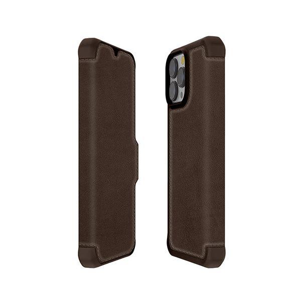 ITSKINS Hybrid Folio Leather for iPhone 13 Pro [Brown with real leather] AP2X-HYBRF-BNRL｜chibamart｜05