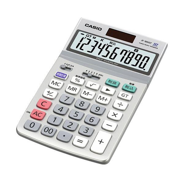(まとめ) カシオ グリーン購入法適合電卓 10桁ジャストタイプ JF-100GT-N 1台 〔×3セット〕の画像