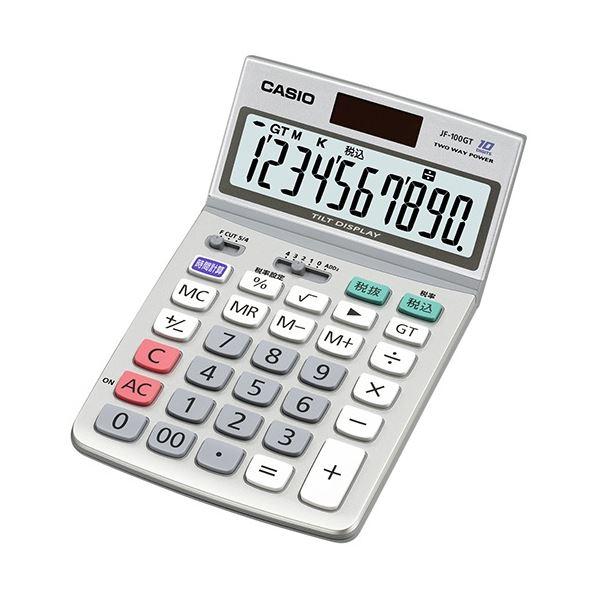 (まとめ) カシオ グリーン購入法適合電卓 10桁ジャストタイプ JF-100GT-N 1台 〔×3セット〕の画像