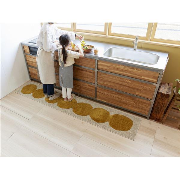 キッチンマット 約幅45×長さ240cm イエロー 防ダニ加工 裏面滑り止め 日本製 オダンゴマット デザインライフ スミノエの画像