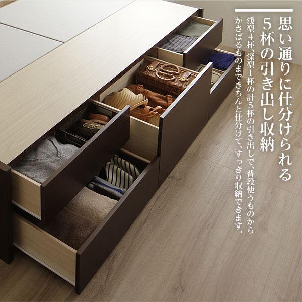〔組立設置サービス付き〕 収納 ベッド ヘッドレス 通常丈 セミダブル 日本製薄型ポケットコイルマットレス付き シャビーオーク 日本製_6