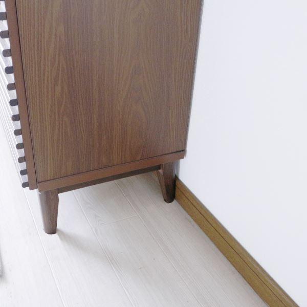 サイドボード 約幅80×奥行42.5×高さ84cm ブラウン ルーバー 脚付き リビングボード ダイニング インテリア家具_5
