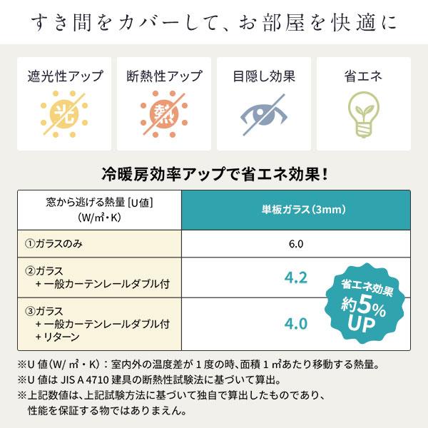 伸縮 カーテンレール 〔3m セット 木目ホワイト〕 ダブル リターン仕様 リネアR 遮光 節電 木目調 光漏れ防止〔代引不可〕_9