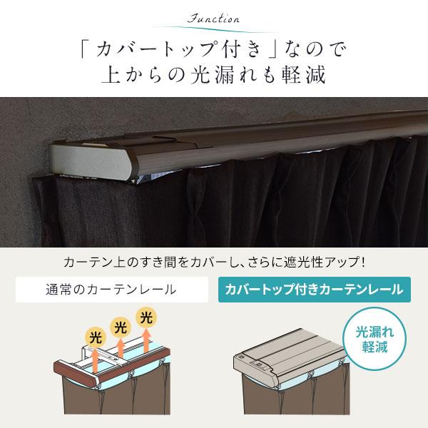 伸縮 カーテンレール 〔3m セット 木目ホワイト〕 カバートップ付き ダブル リターン仕様 リネアカバー 遮光 木目調 光漏れ防止〔代引不可〕_8