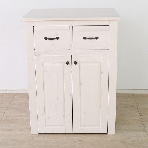 ペットトイレ収納キャビネット 約幅70cm ホワイト 木製 引き出し付き 扉付 ペット用品 ペットグッズ 犬用品 猫用品 組立品〔代引不可〕_1