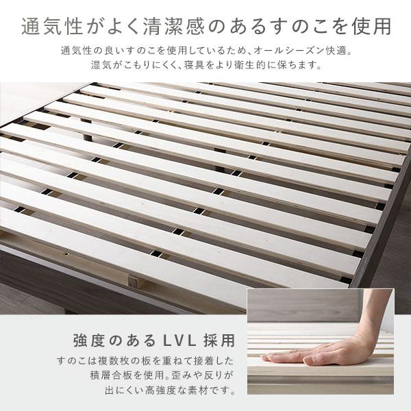 ワイドキング 280(D+D) ポケットコイルマットレス付き グレージュ 連結 すのこ 宮付き コンセント付き 組立品 【ダブルベッド】
