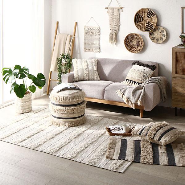 ラグ マット 絨毯 約130×190cm アイボリー 天然素材 ナチュラル